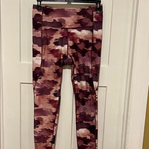 Reebok Maroon and Pink Patterned Leggings